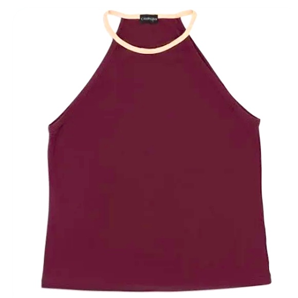 Opening Ceremony / Callipygian Burgundy & Peach Halter Top - Picture 7 of 7